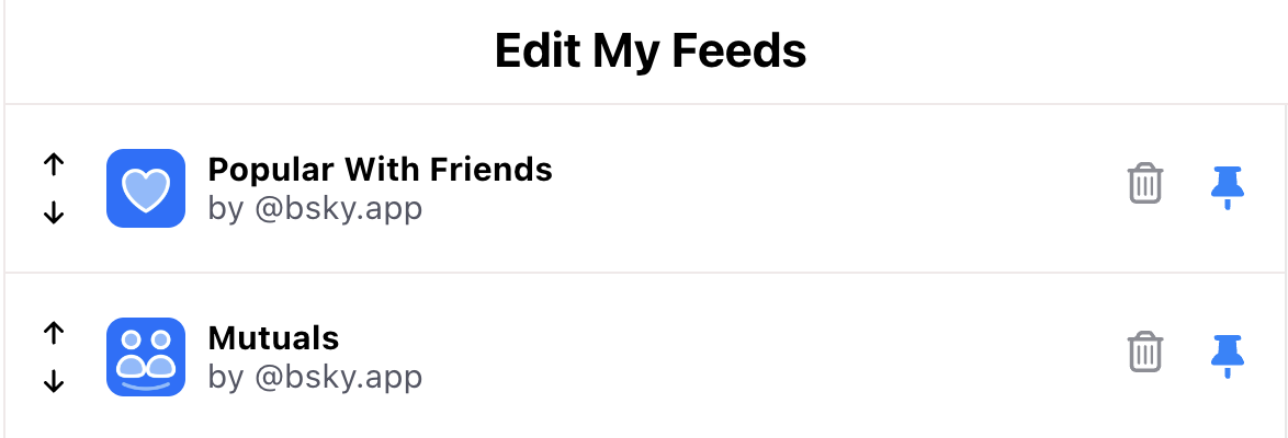 Edit my feeds